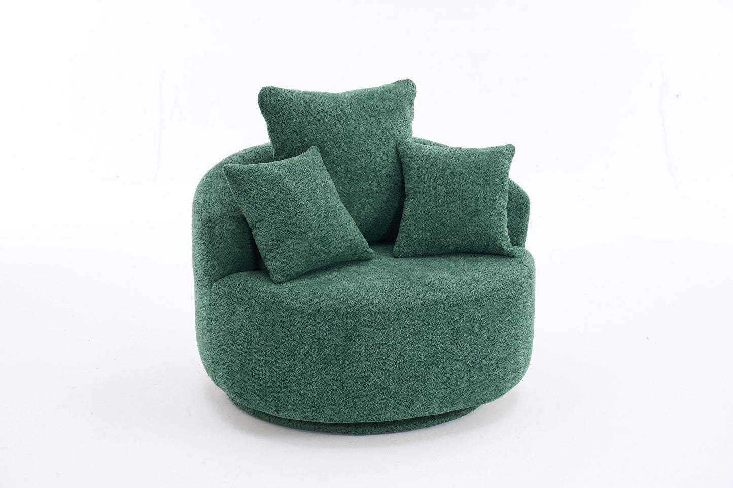 NEW 360° Green Swivel Accent Barrel Round Upholstered Sofa Chair with 3 Removable Pillows