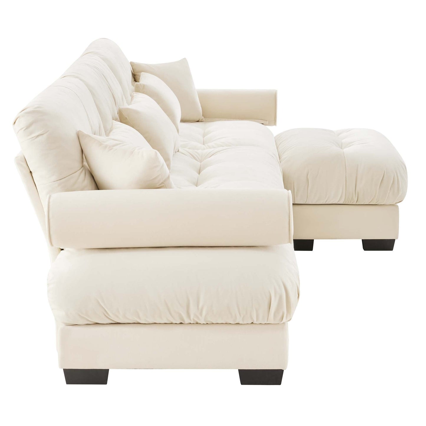 NEW Cream Super Comfort Oversized Modular Velvet Sectional Sofa Couch with Movable Ottoman