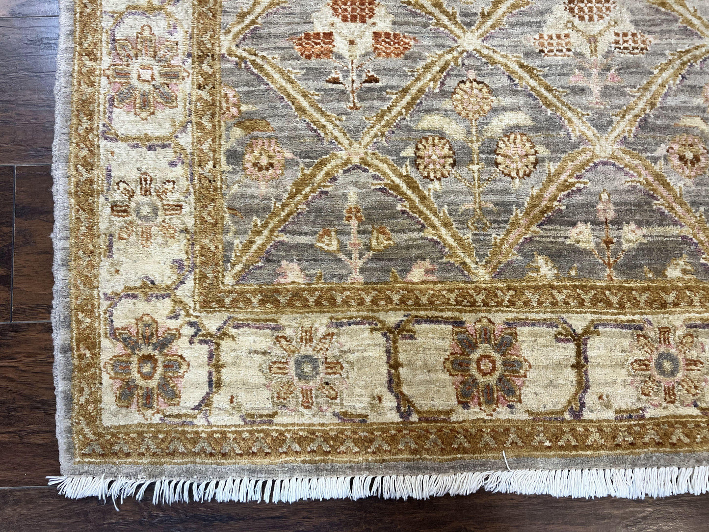 USED Pakistani Peshawar Rug 3.6 x 5, Safavieh Wool Handmade Hand Knotted Vintage Rug, Panel Design Oriental Carpet, Pair C