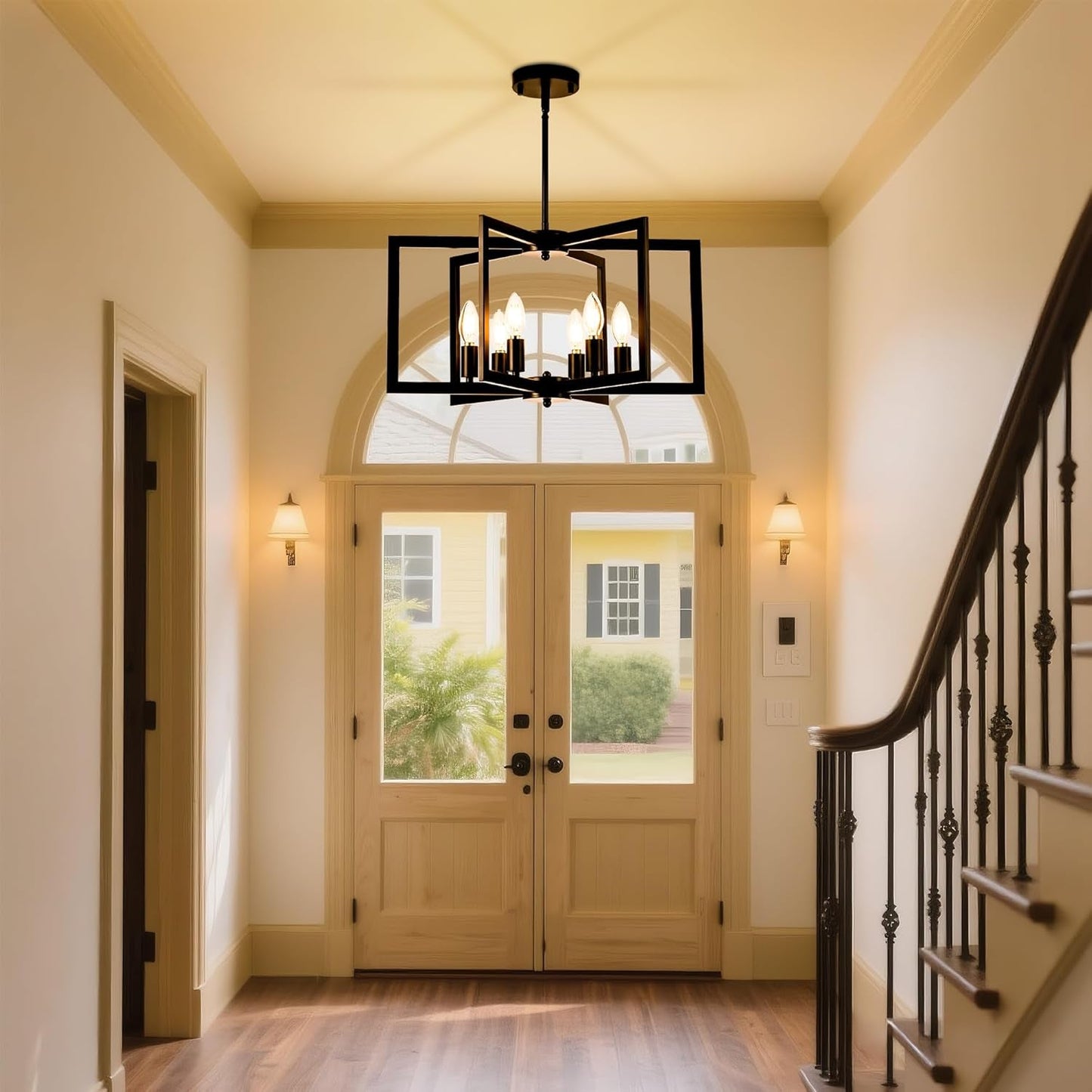 NEW Black 6 Light Adjustable Pendant Chandelier For Dining Room