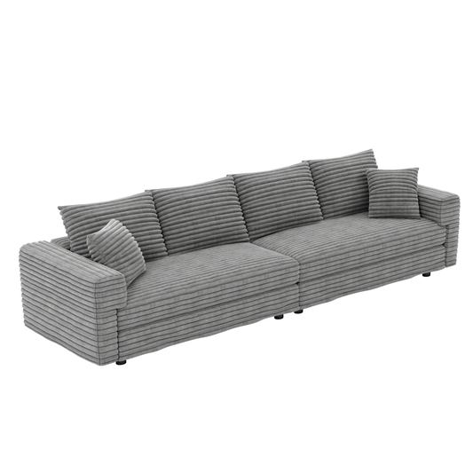 NEW 102.4' Plush Corduroy Modern 4-Seat Comfy Upholstered Sofa Cloud Deep Seat Couch with Soft Pillows Convertible Deep Seat Lounge Chair