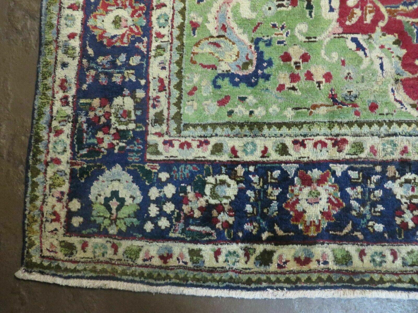 USED Persian Tabriz Rug 7x10, Red Blue and Green Rug, Allover Floral Medallion Rug, Hand Knotted Rug, Antique Rug 7 x 10 Vintage Wool Oriental Carpet