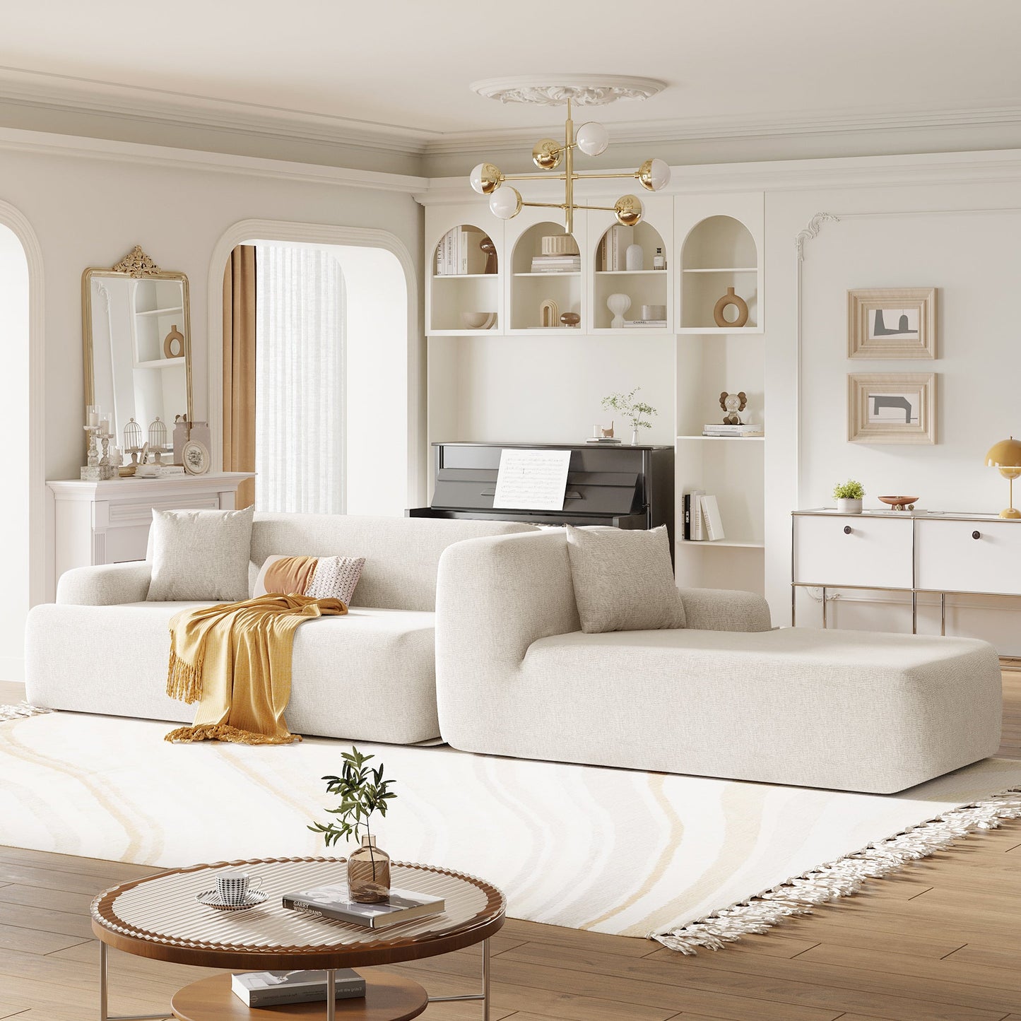 NEW 2 Piece Free Combination U_Style Modern Large L-Shape Modular Sectional Sofa