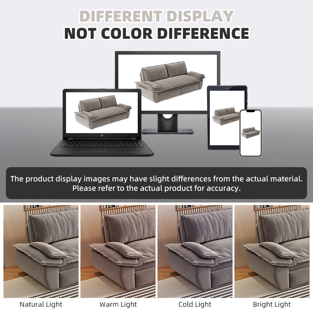 NEW Grey 73.2' Queen Pull Out Sofa Bed 3-in-1 Convertible Sleeper Sofa Multi-Functional Velvet Loveseat Bed