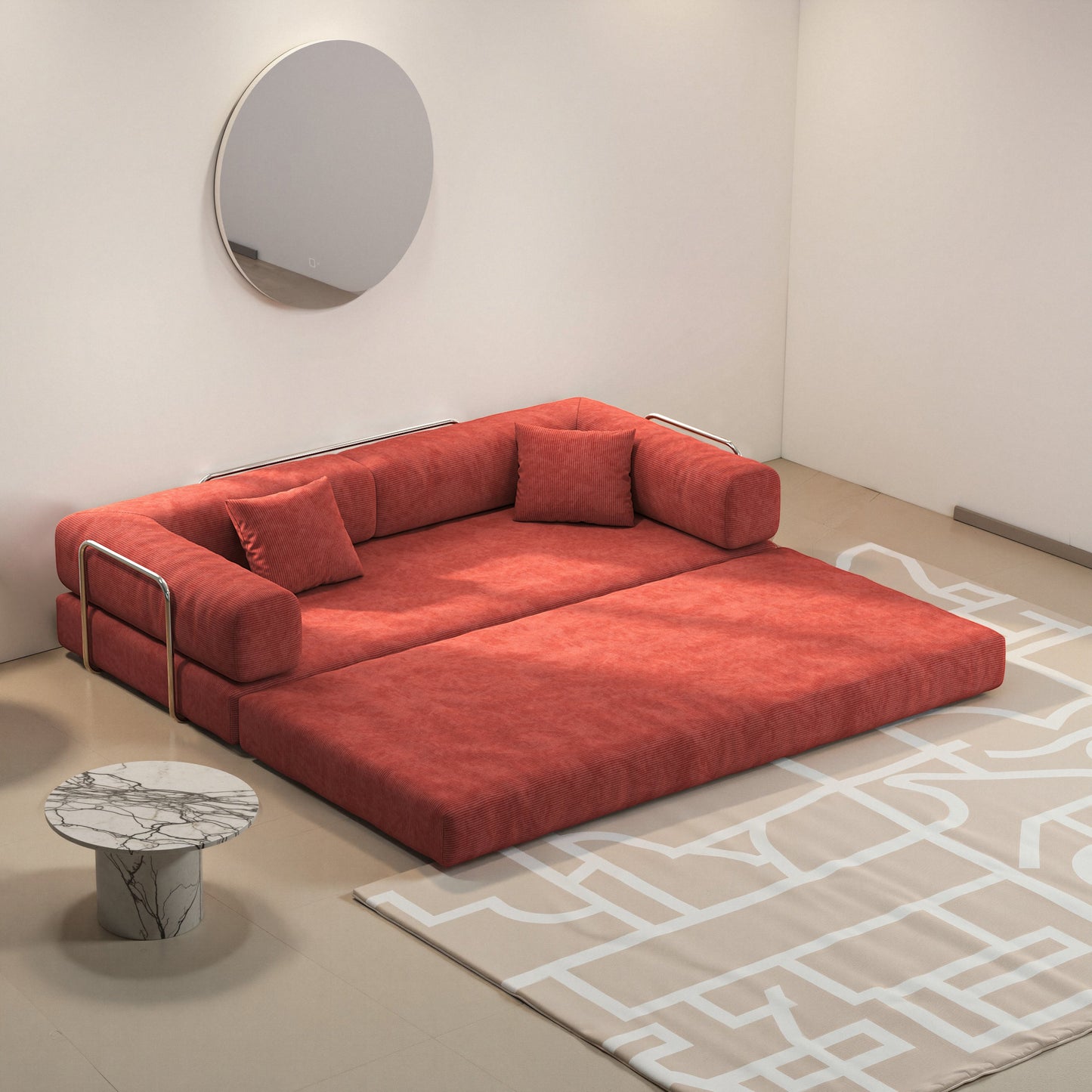 NEW 78.8inch Modular Sectional Convertible Pudding Block Compression Sofa Couch Bed