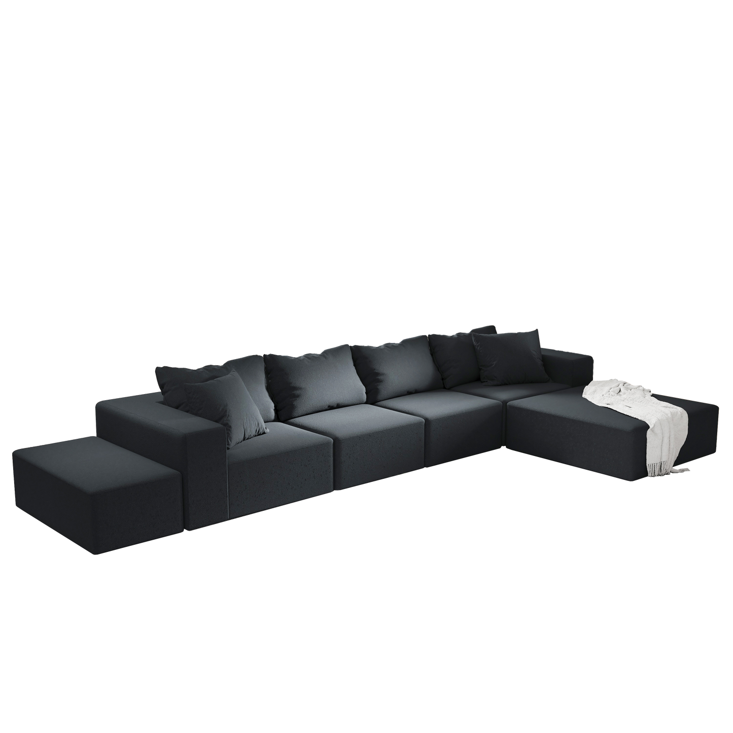 NEW Modern Upholstered Modular L-Shaped Sectional Sofa Couch Set Modular with 6 Pillows