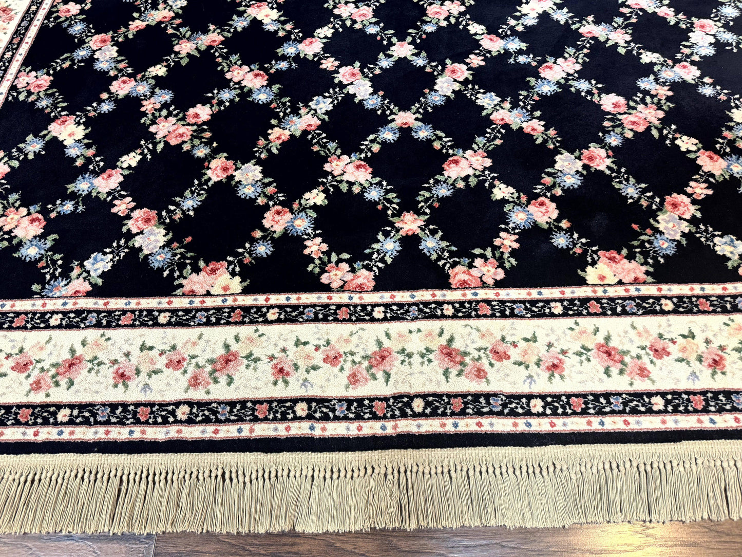 USED Karastan Rug 8.8 x 12, Garden of Eden #509/1270, Ebony Trellis, Vintage Discontinued Wool Pile Karastan Carpet