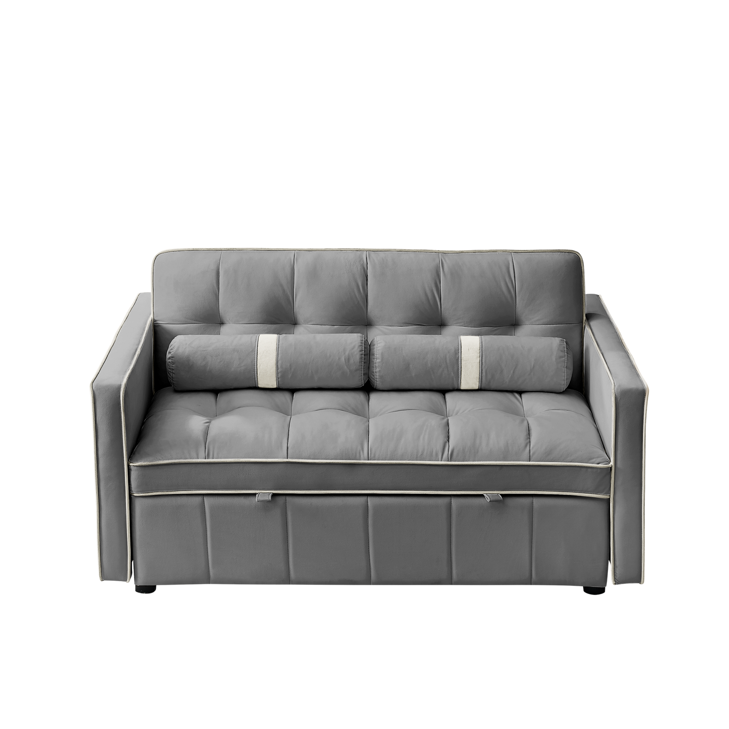 NEW Modern 55.5' Pull Out Sleep SofaBed 2 Seater Loveseat Sofa Couch with Side Pockets and Adjustable Backrest