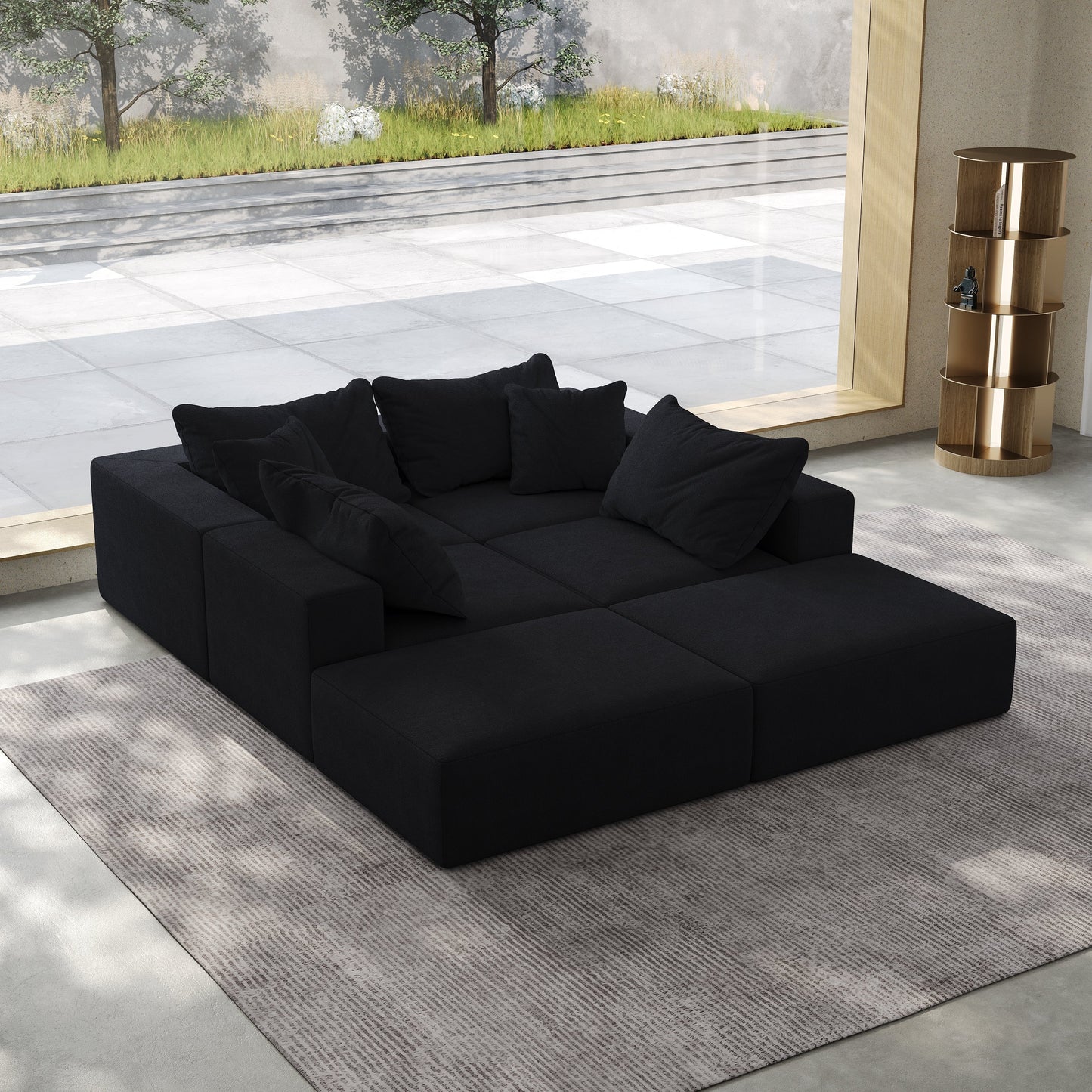NEW Modern Upholstered Oversized Free Combination Sponge Cloud Sectional Sofa Couch Set,Modular 162' L Shaped Sectional Living Room Sofa Set With 6 Pillows