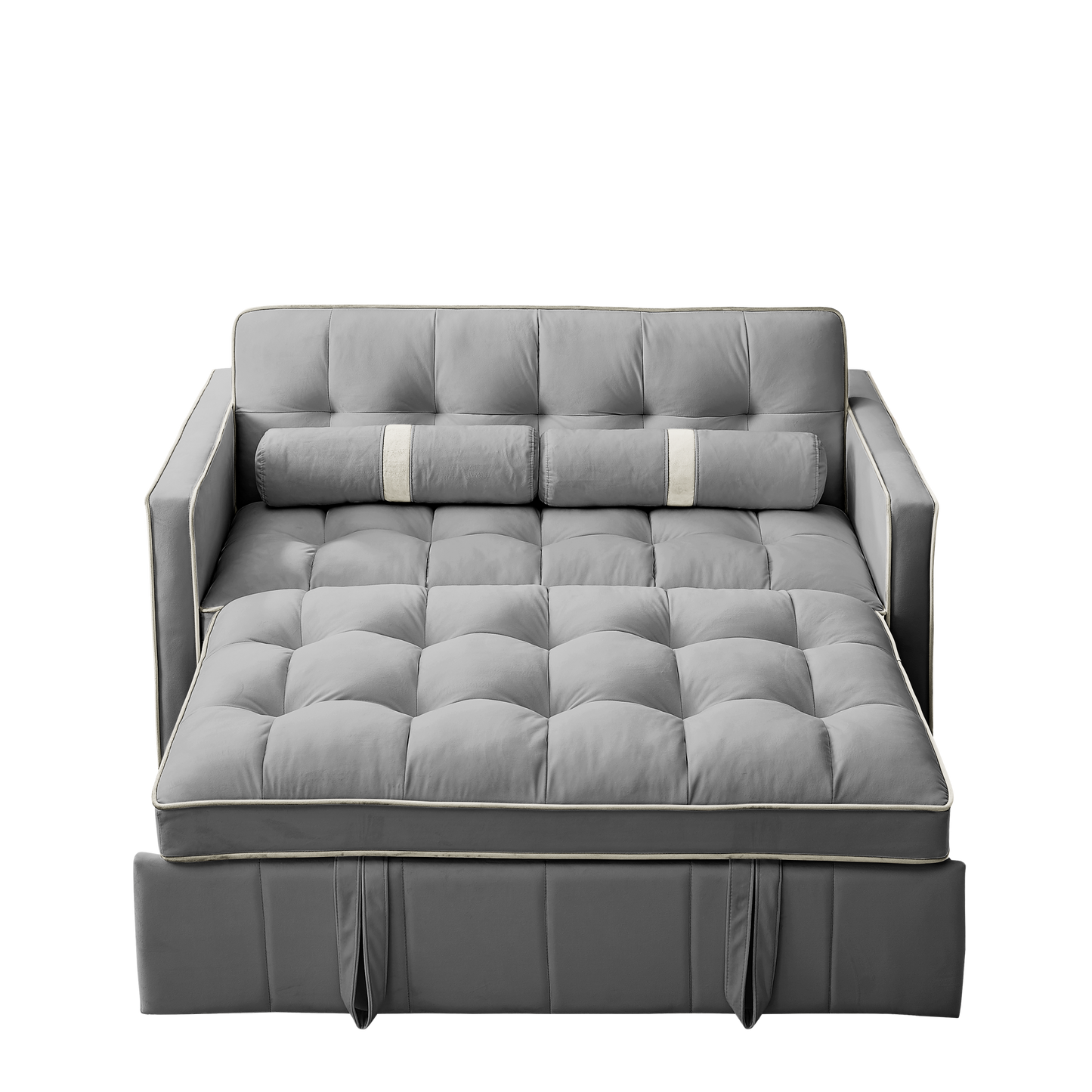 NEW Modern 55.5' Pull Out Sleep SofaBed 2 Seater Loveseat Sofa Couch with Side Pockets and Adjustable Backrest