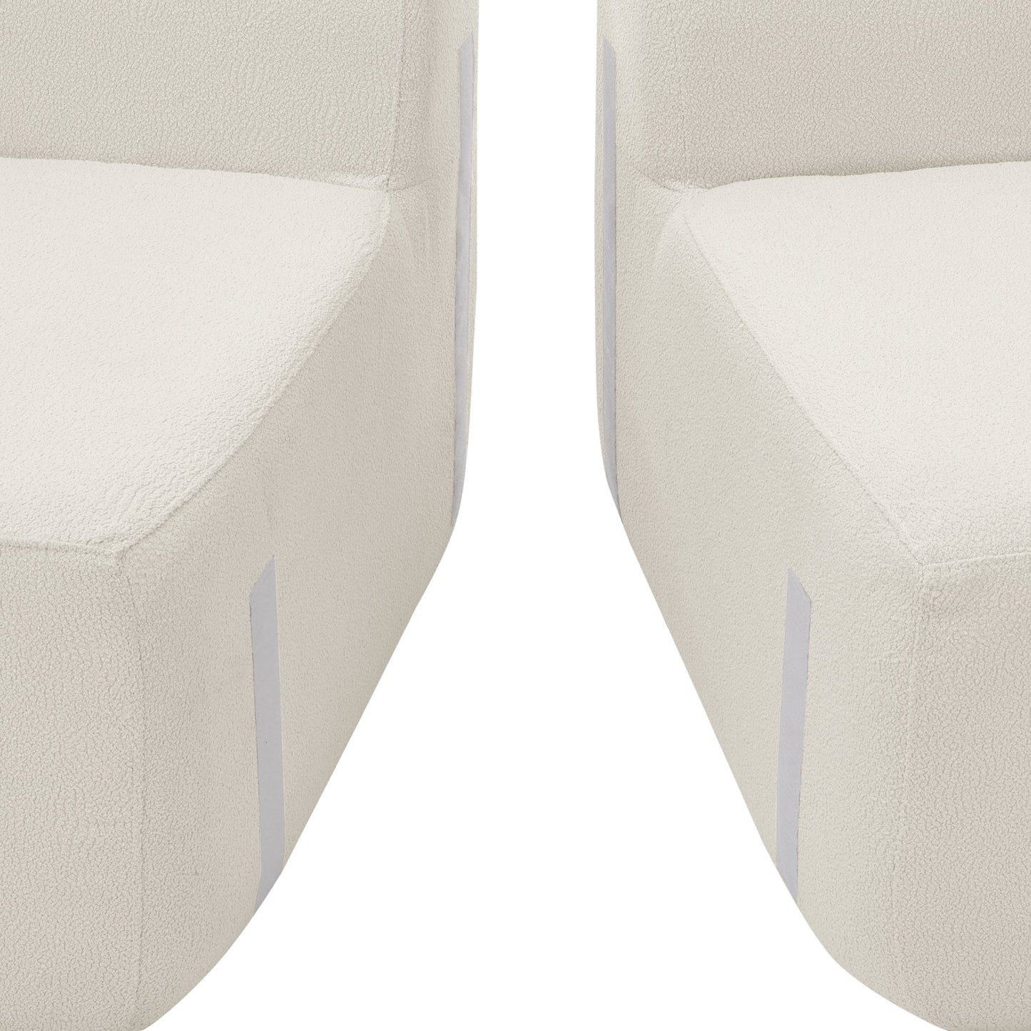 NEW Beige Minimalist Curved Modular Sectional Sofa in Lamb's Wool Fabric