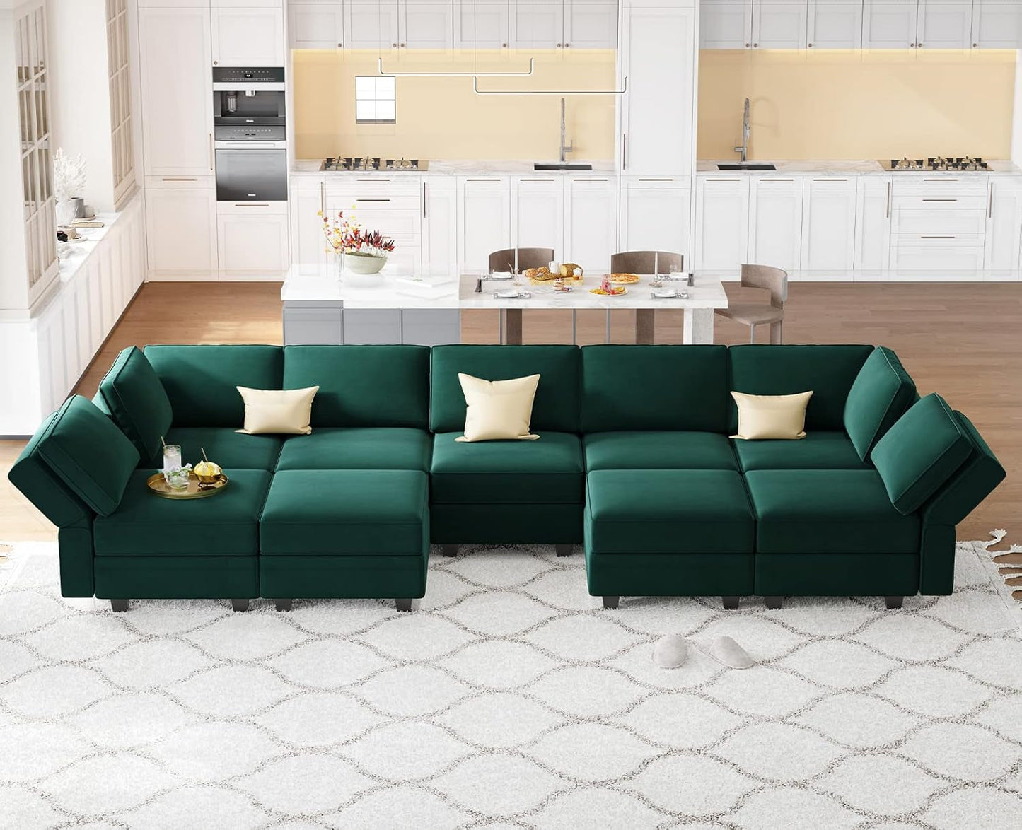NEW Luxurious Emerald Green Velvet Modular Sleeper Sofa