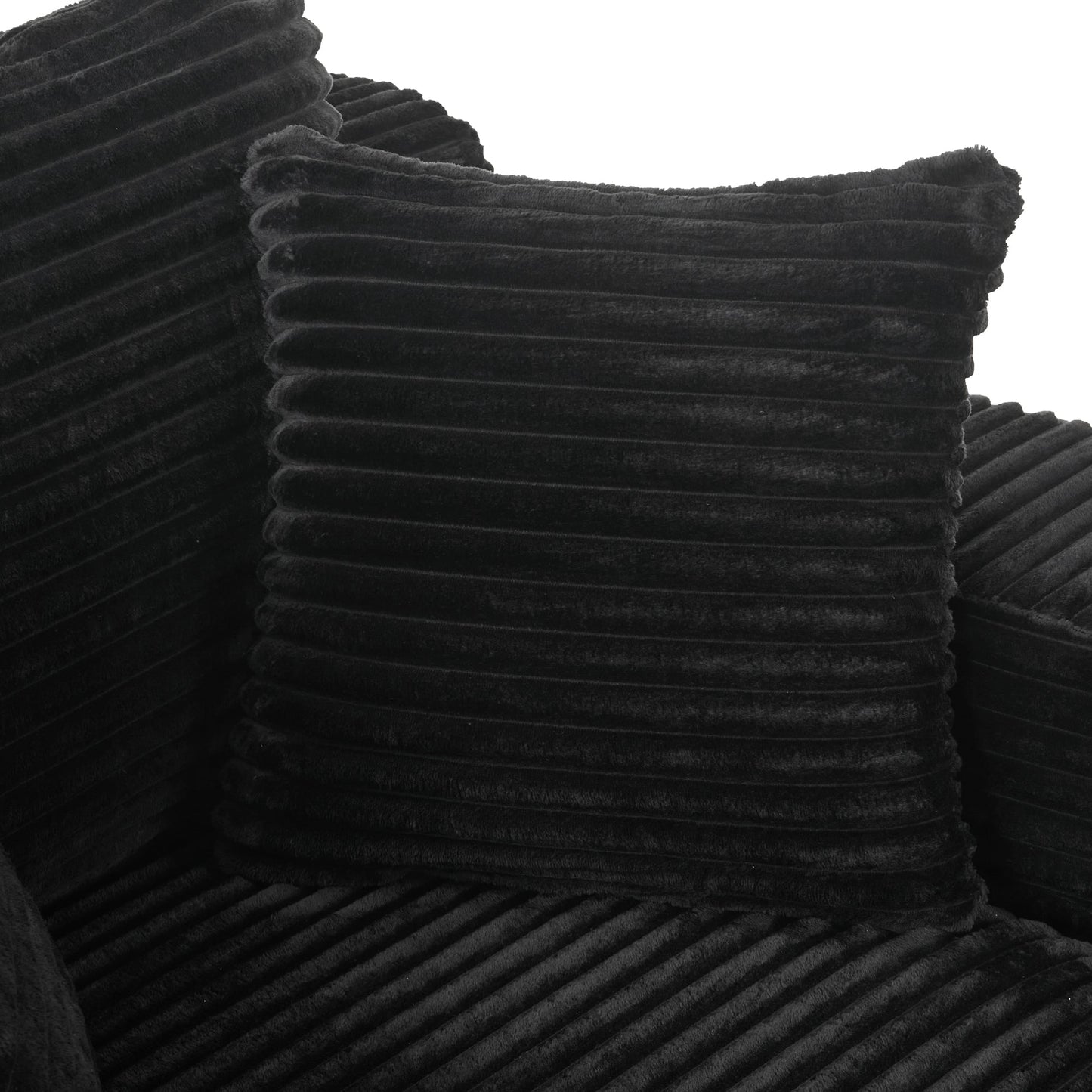 NEW Modern Black Corduroy Chaise Lounge Sofa Bed with Removable Pillows, 48.8' Upholstered Sleeper Sofa