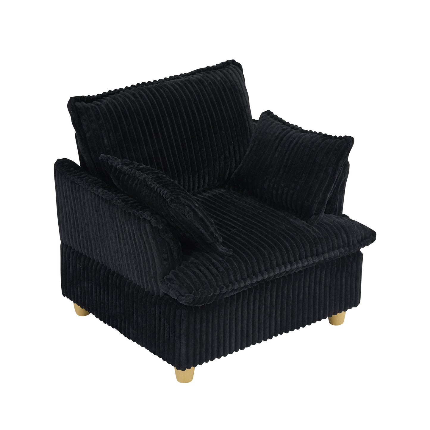 NEW Single-Seat with Ottoman and Throw Pillows Corduroy Chair Lounge