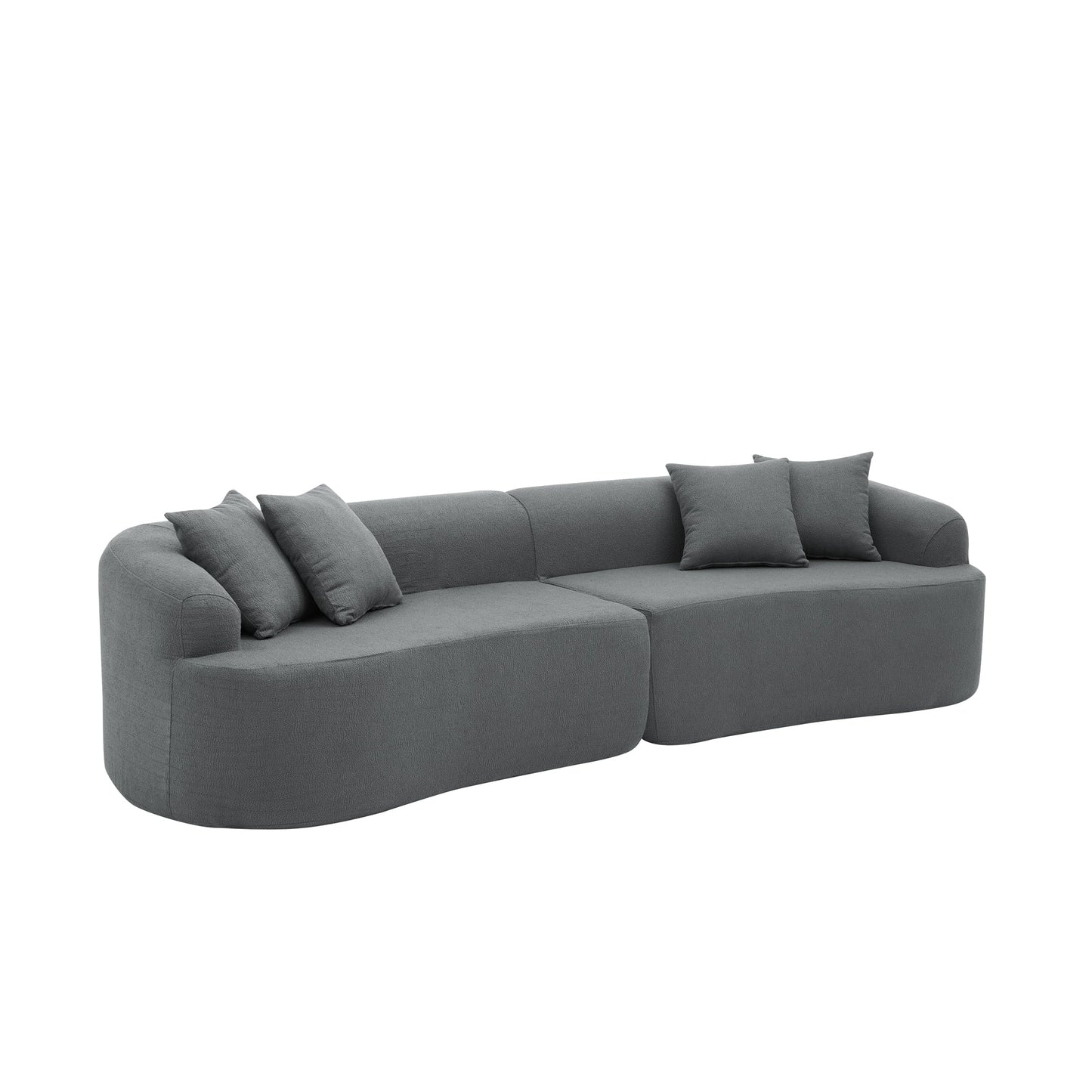 NEW Curved Modular Sectional Sofa in Lamb's Wool Fabric, Modern Minimalist Style, Compressed (No Assembly Required), Comfy for Living Room & Bedroom - Gray