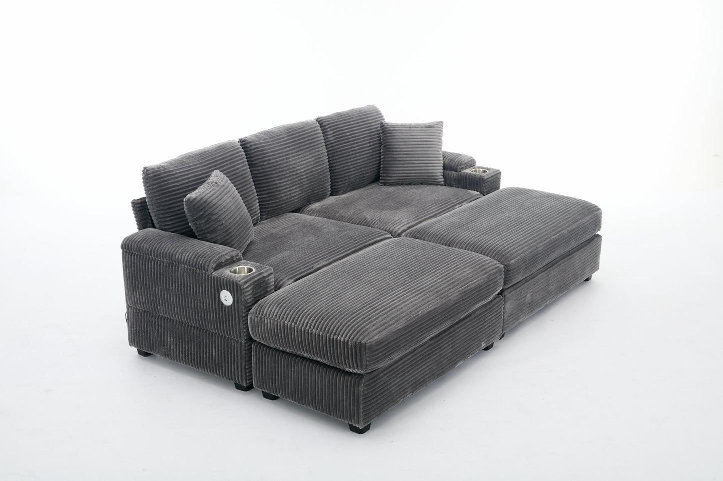 NEW Combination Modular Convertible Sectional Sofa Bed Set with Armrest Storage Stainless Steel Cup Holder USB