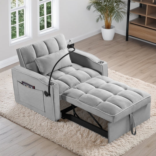 NEW Convertible Sleeper Chair Sofa Bed Adjustable Pull Out Sleeper Chair Bed Multi-Pockets Folding Sofa Bed for Living Room Bedroom Small Space,3-in-1 Sofa Bed