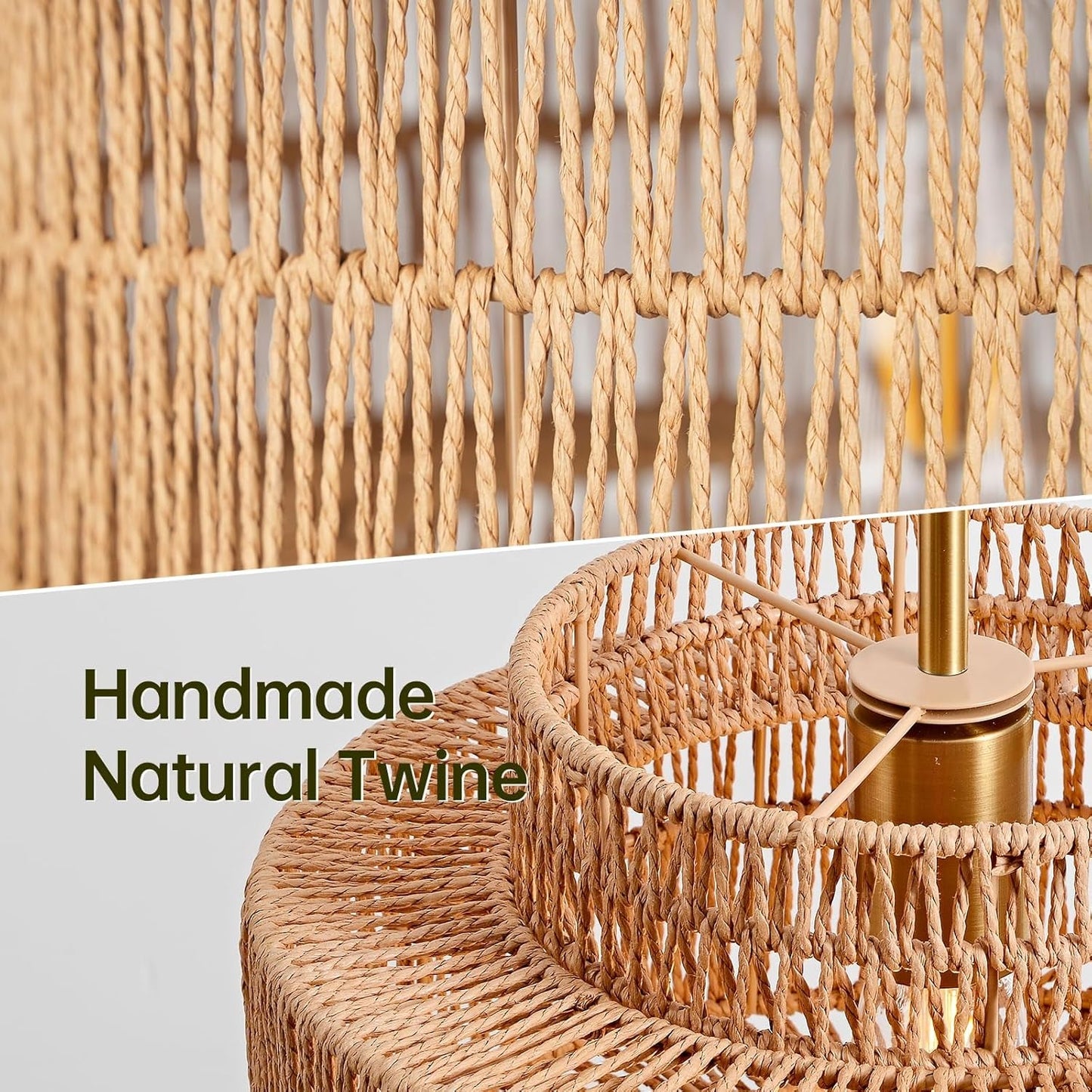 NEW Boho Rattan Chandelier Handwoven Pendant Light Natural