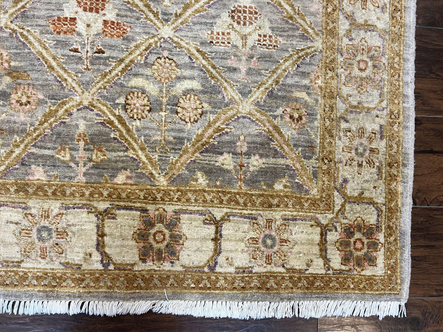 USED Pakistani Peshawar Rug 3.6 x 5, Safavieh Wool Handmade Hand Knotted Vintage Rug, Panel Design Oriental Carpet, Pair C