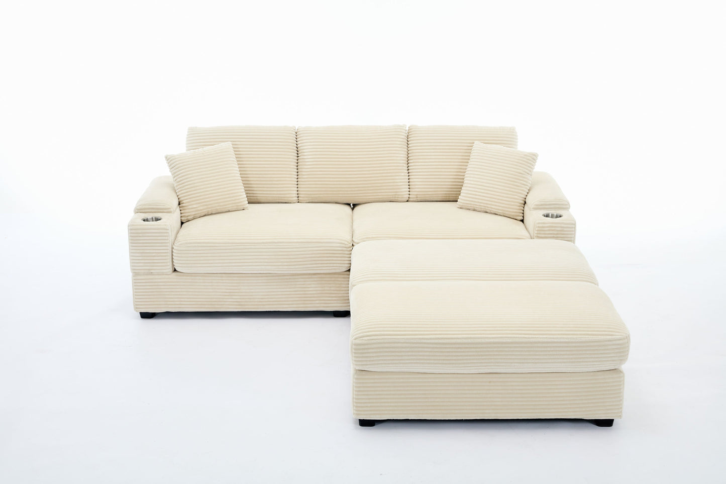 NEW Combination Modular Convertible Sectional Upholstered Deep Seat Sofa Bed Set with Armrest Storage Stainless Steel Cup Holders and USB Ports