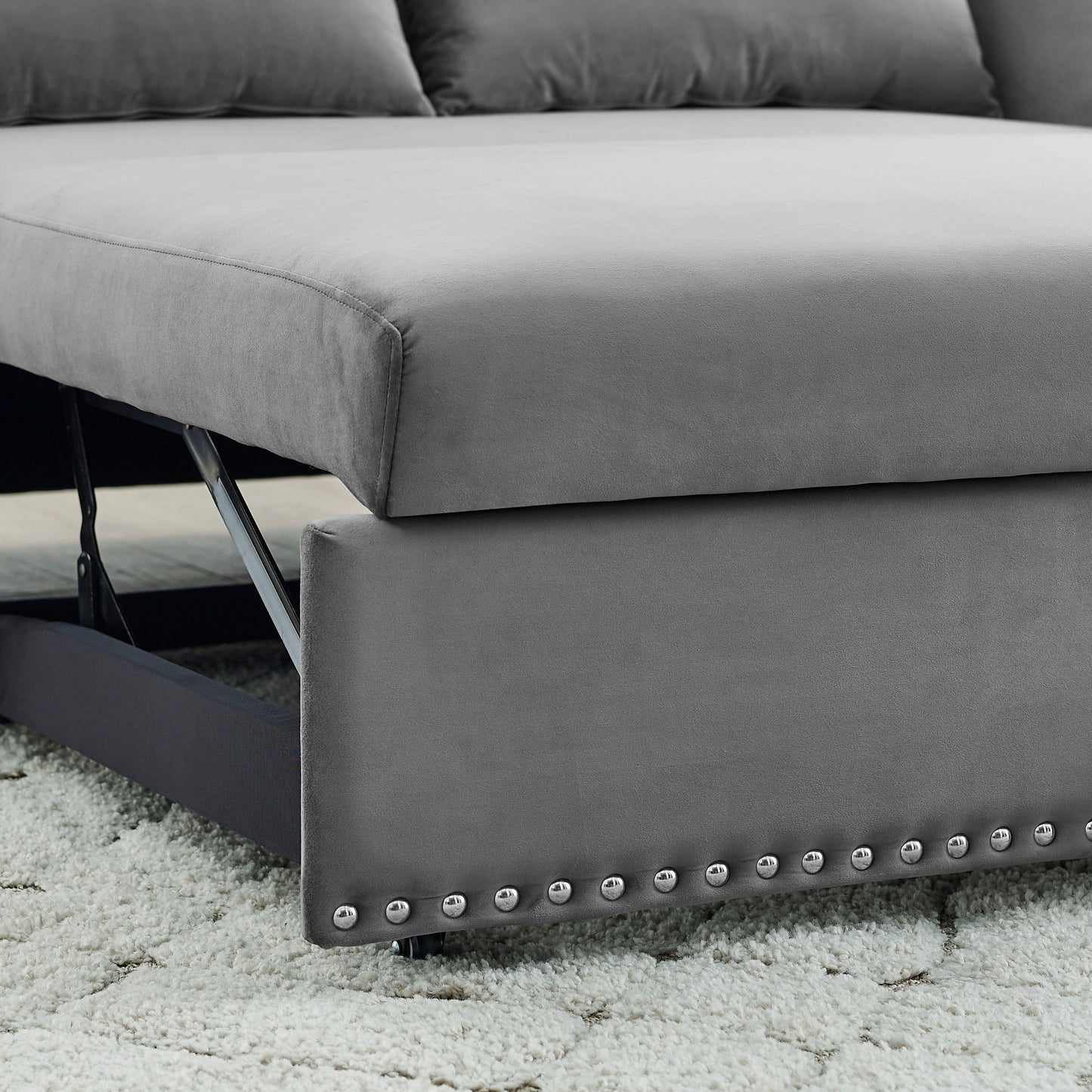 NEW MH' Sleeper Sofa Bed w/USB Port 3-in-1 Adjustable Sleeper with Pull-Out Bed 2 Lumbar Pillows