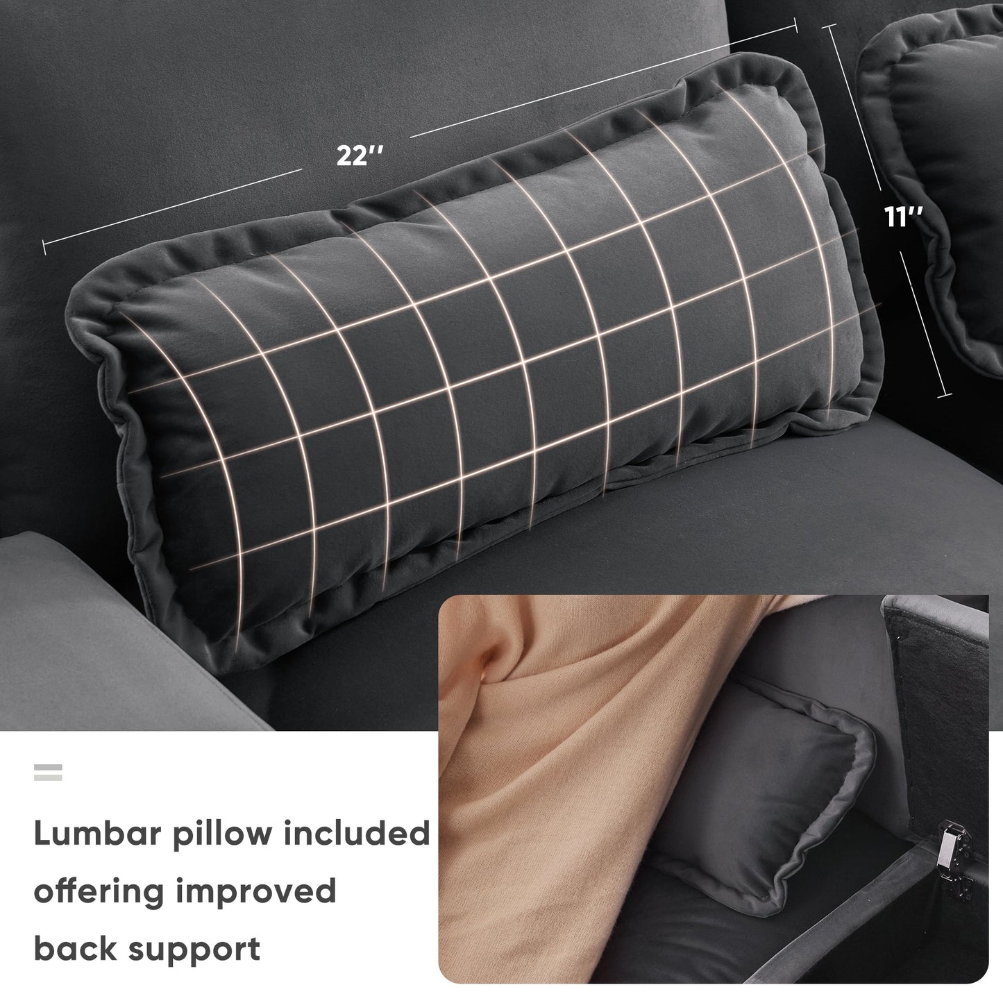 NEW Modern Gray Velvet Upholstered U-shaped 6-Seat Sofa with Console Cupholders and USB Ports