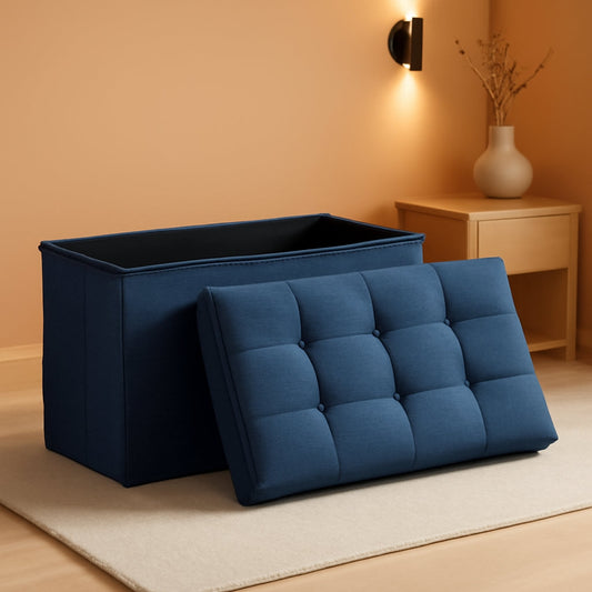 NEW 30 Inch Ottoman Bench Midnight Blue Storage Unit Pro Max