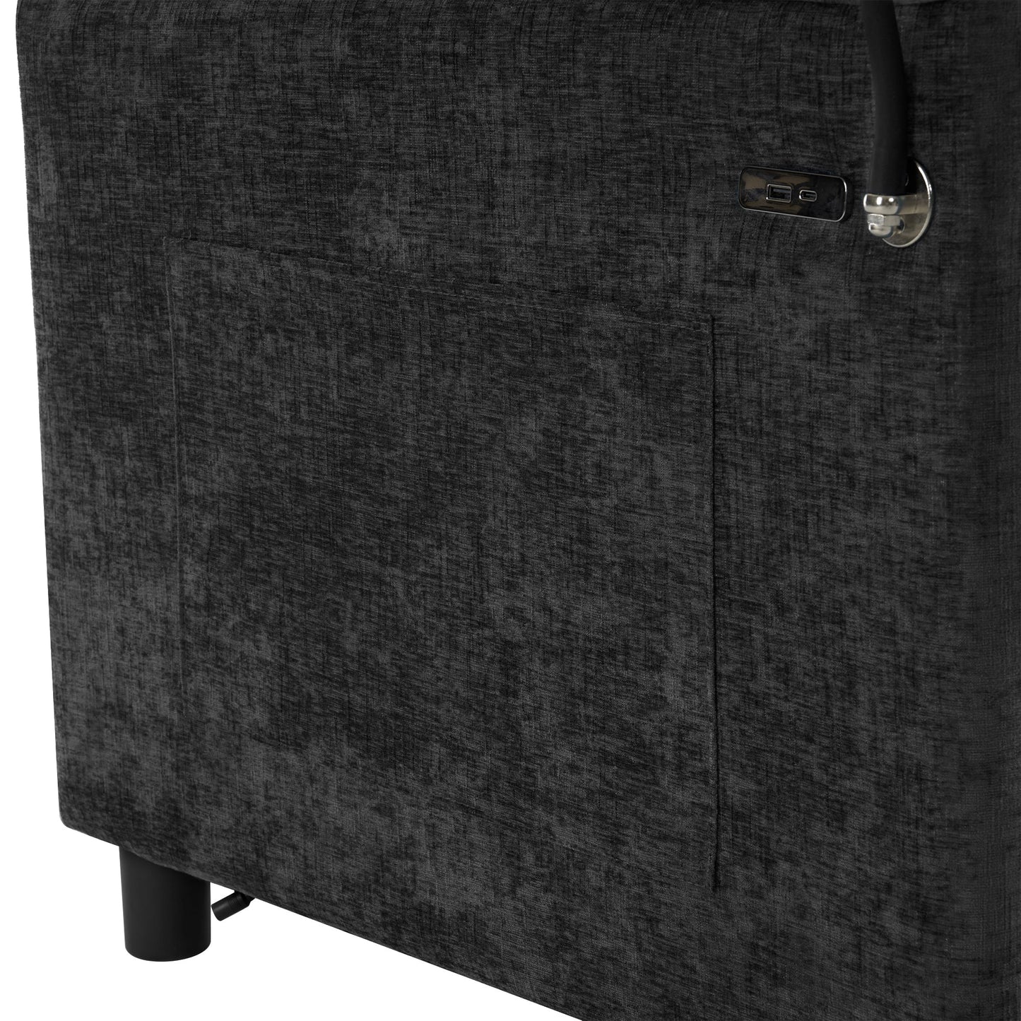 NEW Contemporary 56.9' Loveseat Sofa Bed Sleeper with Reversible Backrest, Side Pockets, USB Ports, Phone Holder, Black Chenille