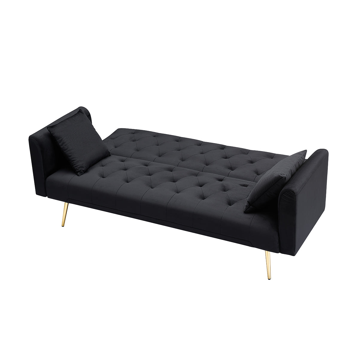 NEW 71-inch American Retro Style Black Velvet Foldable Double Sofa