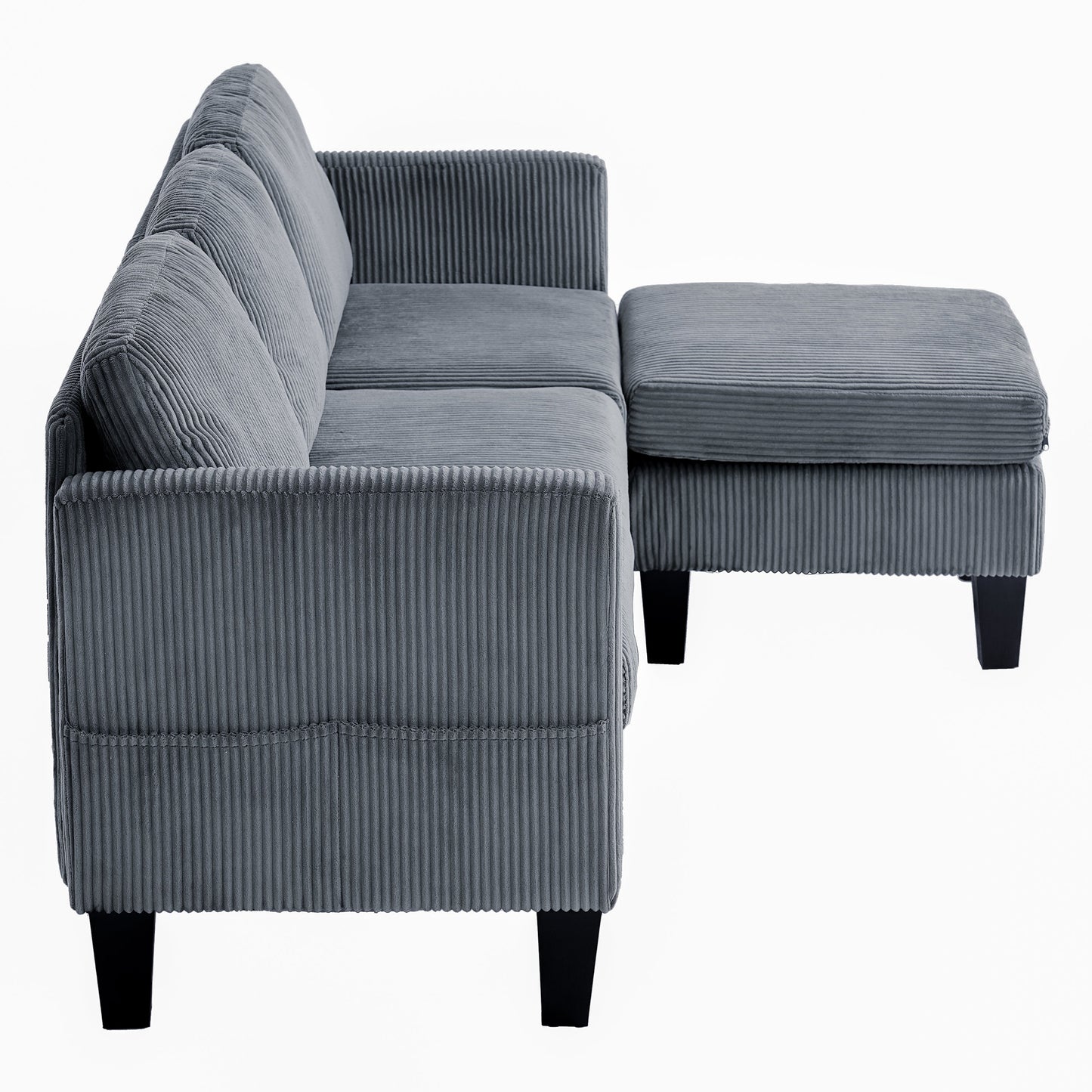 NEW Modern L-Shaped Sectional Sofa with Padded Cashmere Upholstery – Space-Saving Design for Living Rooms & Apartments, Easy Assembly, Grey