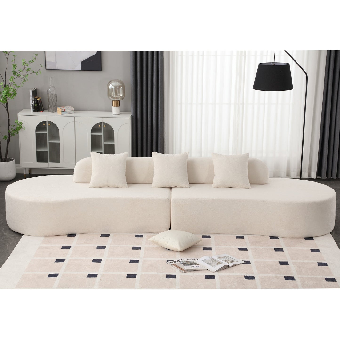 NEW Modern Living Room Curved Combination Terrycloth Fabric Sofa