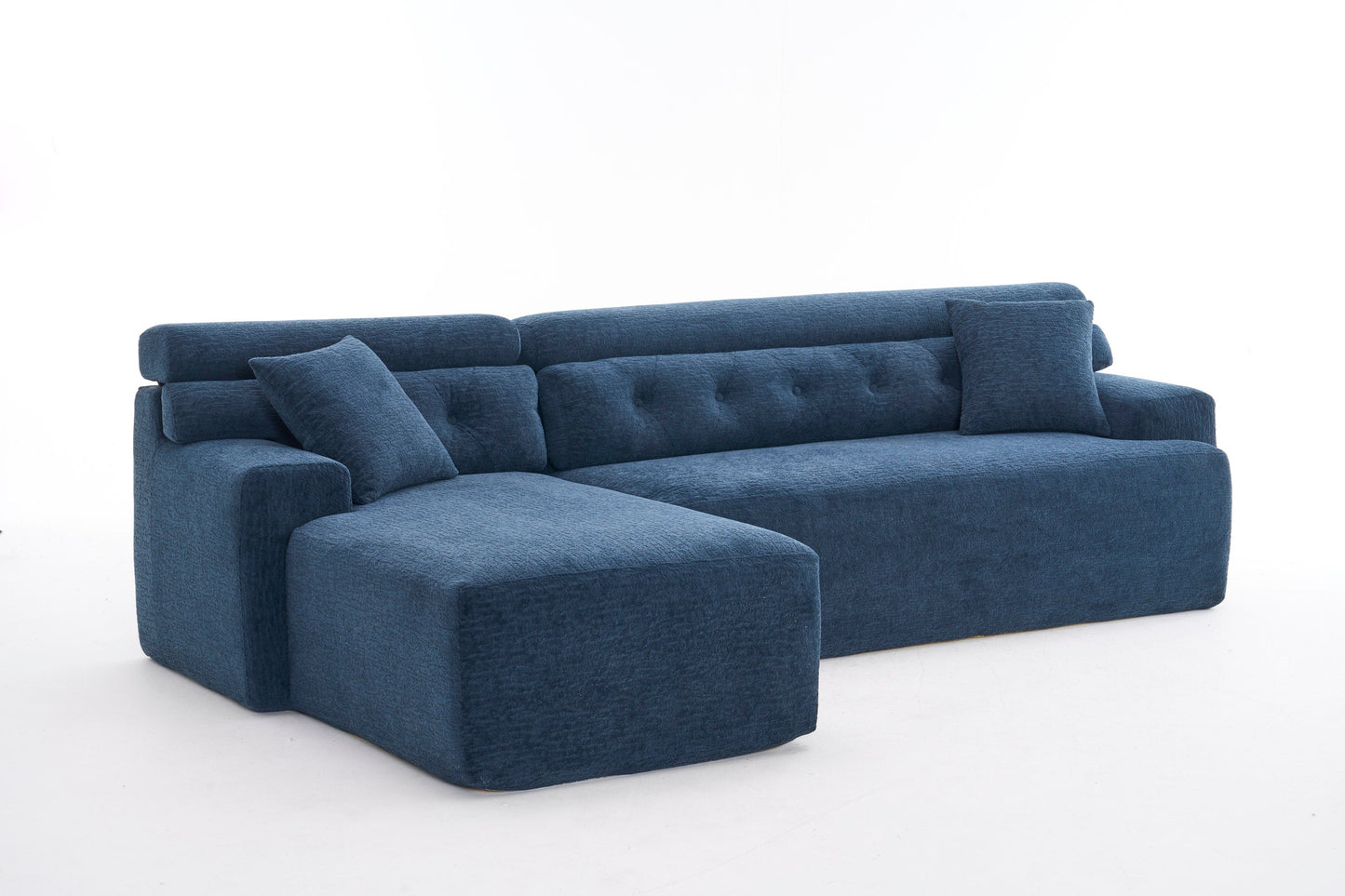 NEW 105'' Blue Cloud Sectional Couch with L-Shape Chaise Modern Modular Deep Seat Boneless Sofa