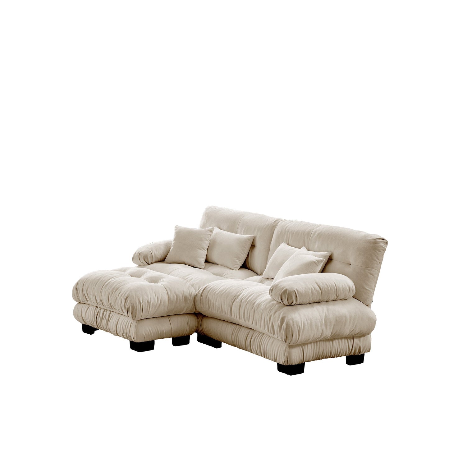 NEW Light Coffee Chenille Cloud Couch Sectional Sofa 2 Seater Loveseat Upholstered Wide Arm Sofa with 2 Lumbar Pillows 2 Throw Pillows and Convertible Ottoman