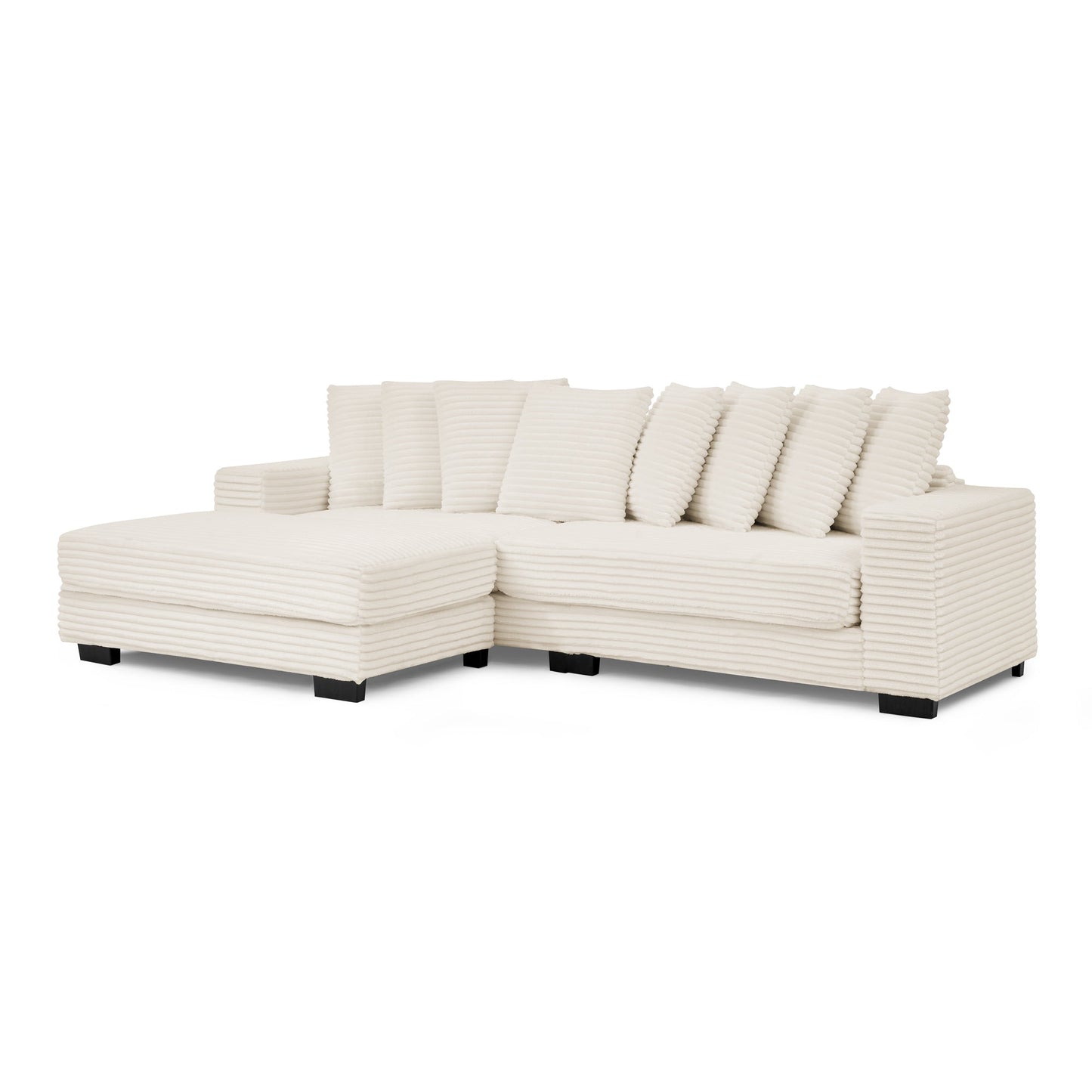 NEW Corduroy Tufted Upholstered Sleeper Sectional Sofa, L-Shaped Modular Convertible Sofa , Can freely change the position of the footrests-Beige(Assembly is required)