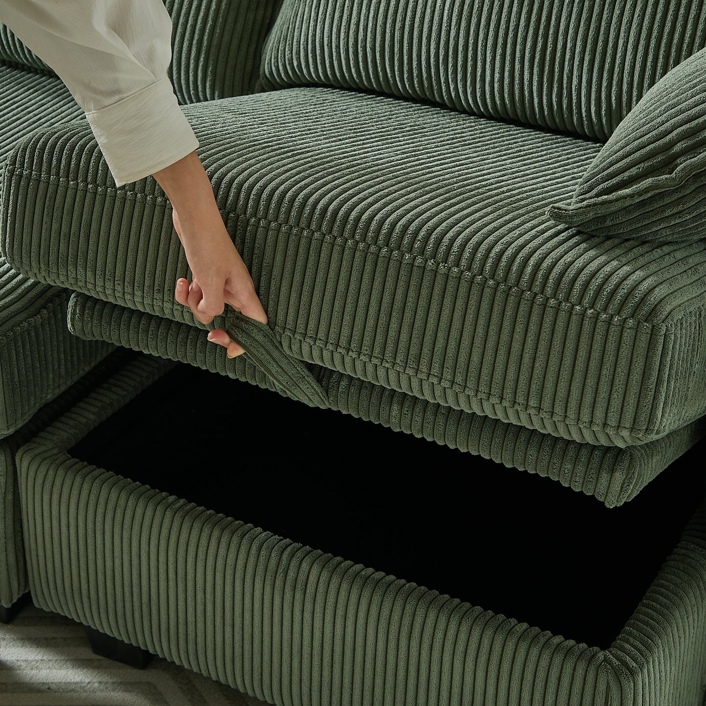 NEW 113.5'' Modular Sectional Corduroy U Shaped Sofa Couch with Storage Ottoman 6 Seat Convertible Sections and Chaise