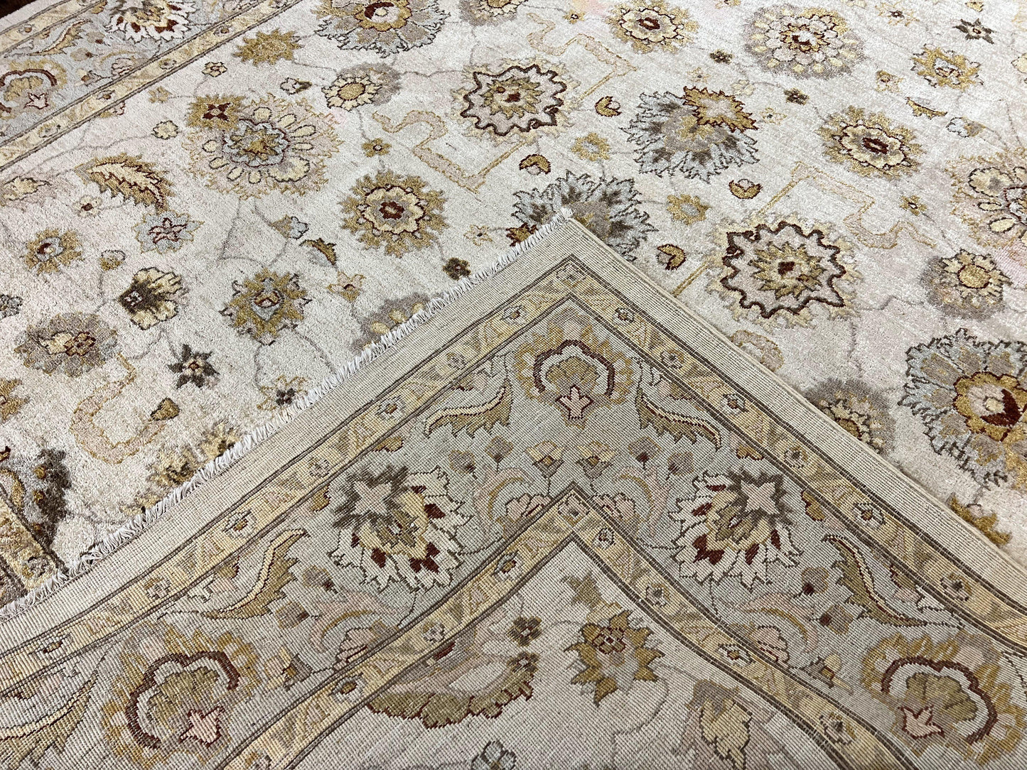 USED Peshawar Rug 8x10, Oushak Rug, Neutral Colors Hand Knotted Farmhouse Rug