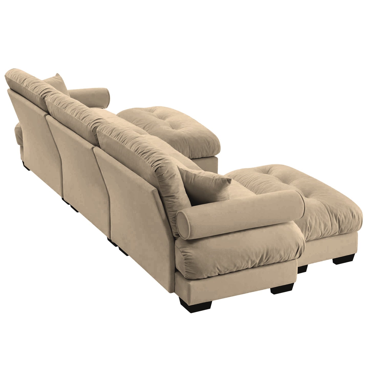 NEW Modern U Shape Modular Sectional Sofa Couch with Movable Ottomans, Camel Velvet, Convertible L Shaped Living Room Sofa