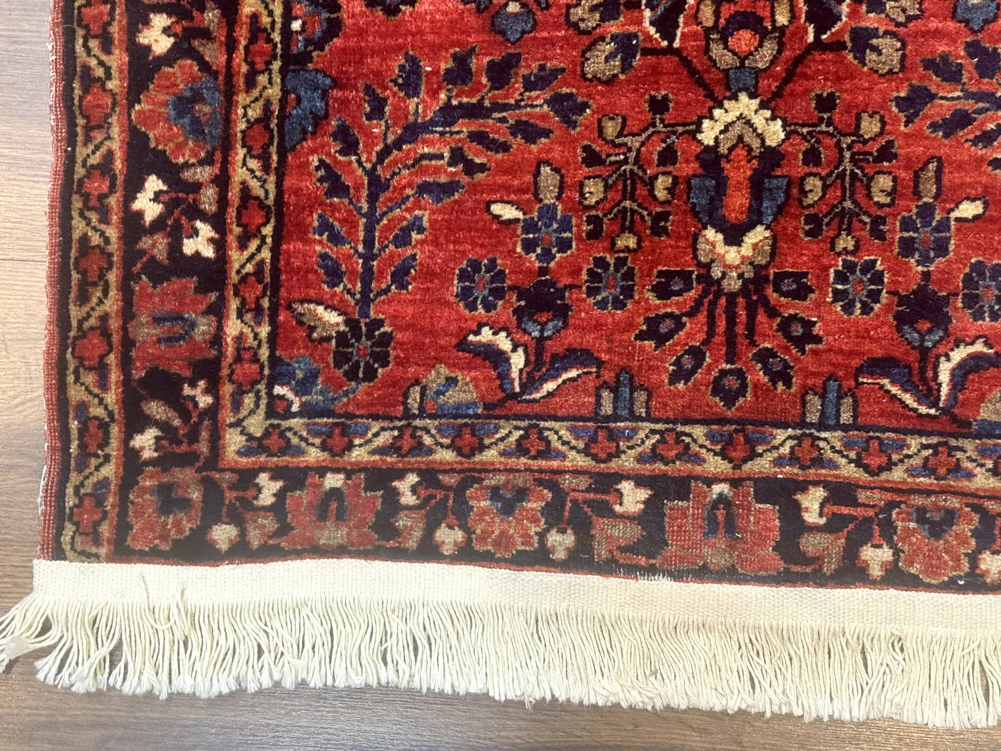 USED Small Red Persian Sarouk Rug 2.7 x 4.9, Floral, Antique