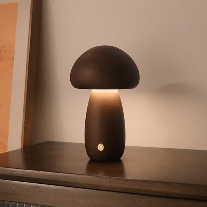 NEW INS Wooden Cute Mushroom LED Night Light With Touch Switch  Bedside Table Lamp For Bedroom Children's Room Sleeping Night Lamps Home Decor