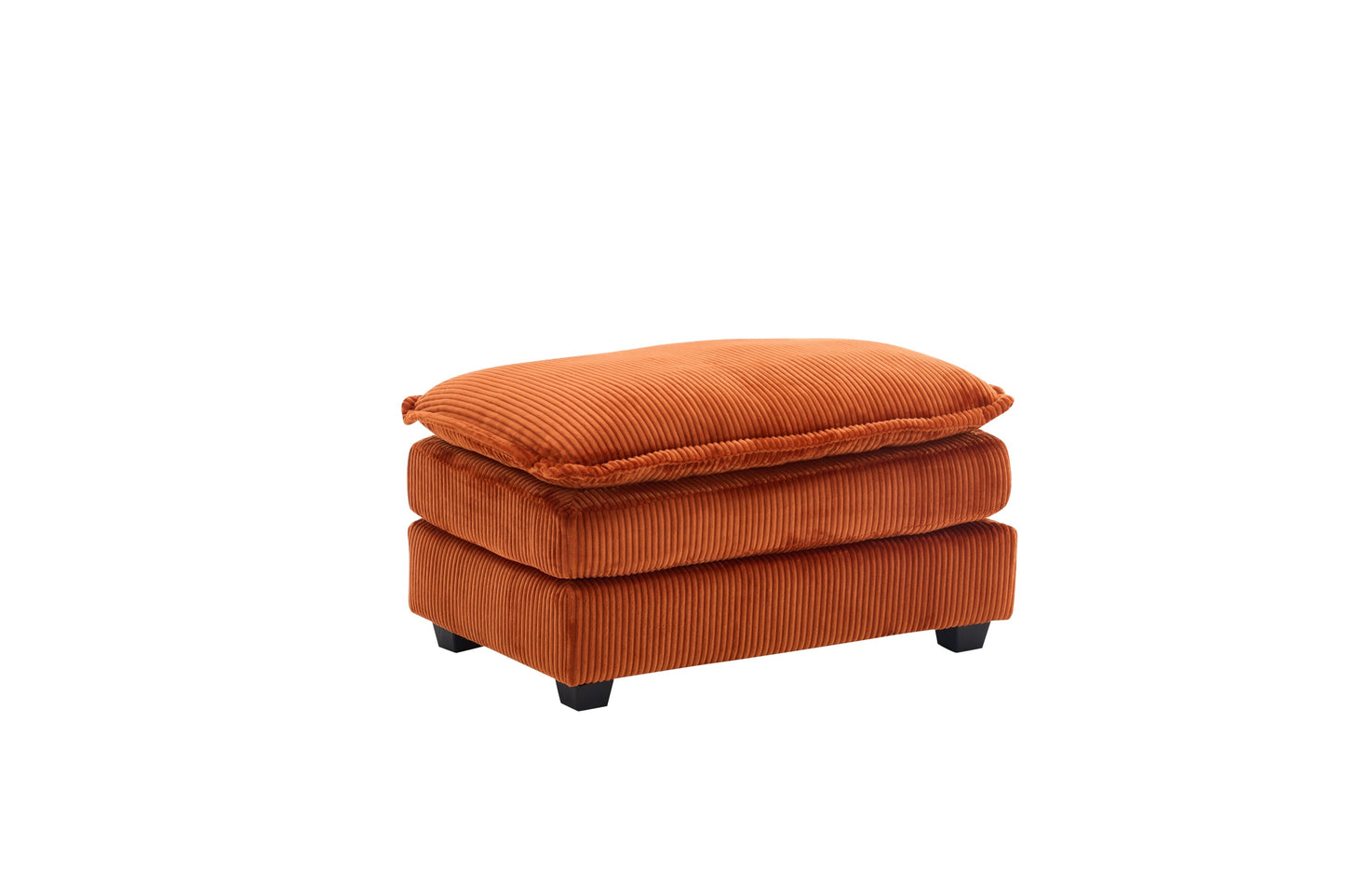 NEW Corduroy 2-seats sofa With 2 back pillows,2 toss pillows and two ottoman,Comfy Sofa- Deep Seat Couch for Living Room,Orange