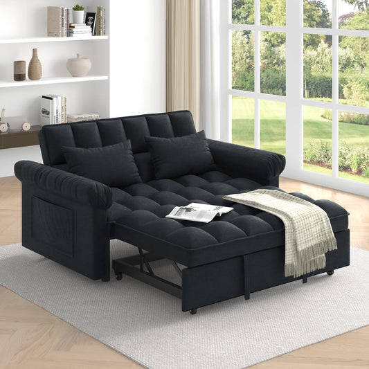 NEW Black Adjustable Back Loveseat Sofa Bed with Pull-out Bed