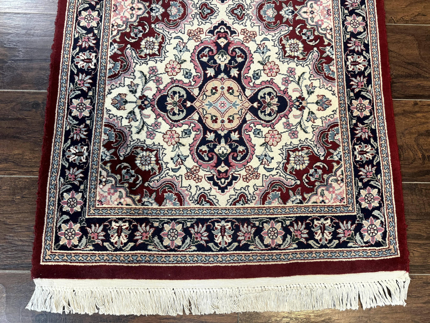 USED Sino Persian Runner Rug 2.7 x 8, Floral, Handmade, 250 KPSI