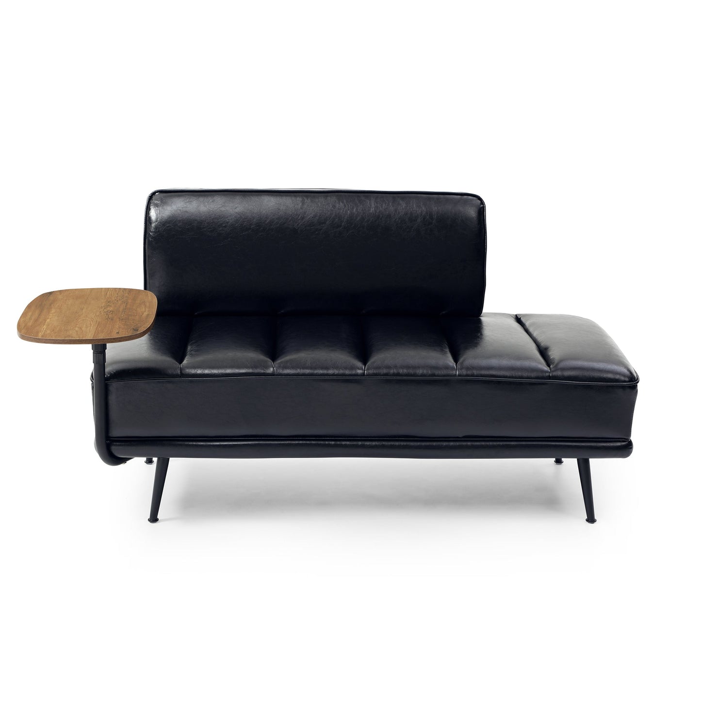 NEW 55' Modern Upholstered Black Faux Leather Bench