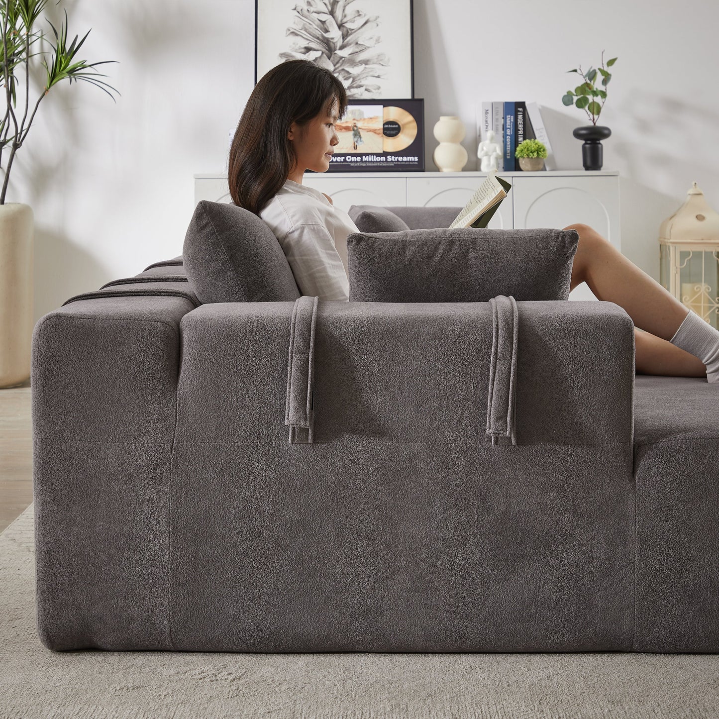 NEW Modern Chenille Upholstered Sectional Sofa Couch Set,Modular 108' L Shaped Sectional Living Room Sofa Set With 6 Pillows,Free Combination Sofa Couch for Living Room,Bedroom(Left Chaise)W834P240001