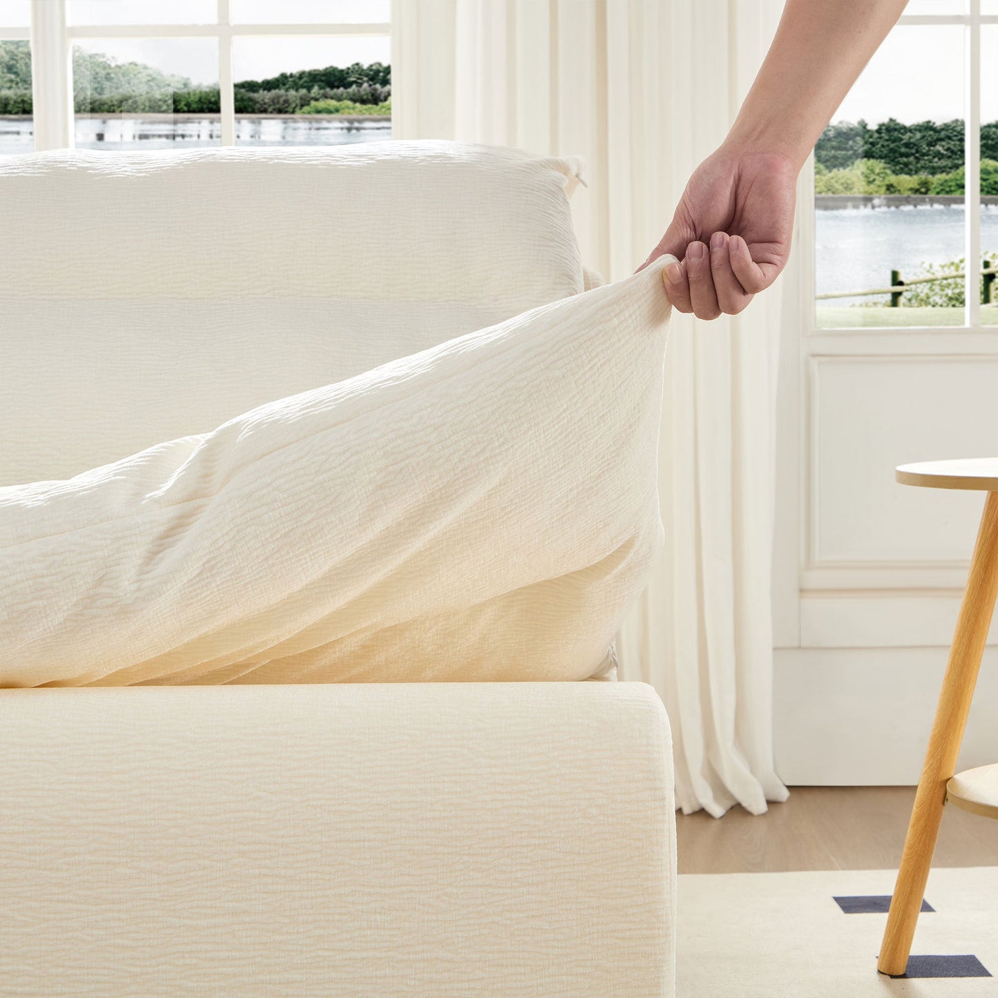 NEW Single Chair Sofa Lounge Chair With Backrest Fully Compressed Sofa Suitable For Living Room, Bedroom, Polyester,ORANGE, WHITE