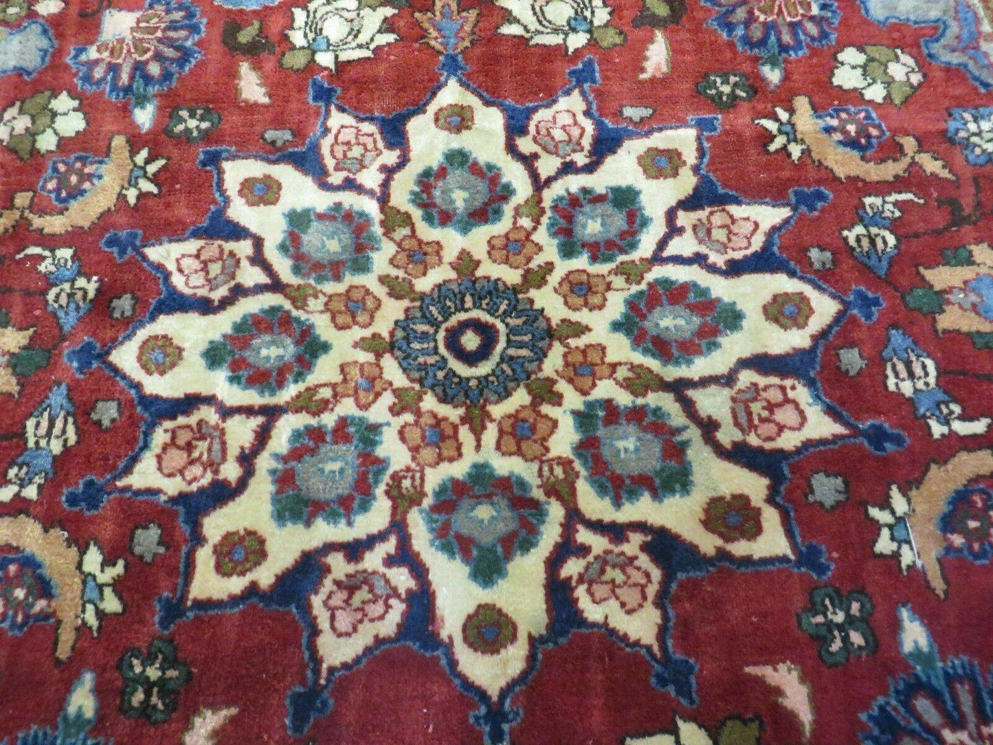 USED 4' X 6' Antique Handmade India Floral Oriental Wool Rug Vegetable Dyes #120