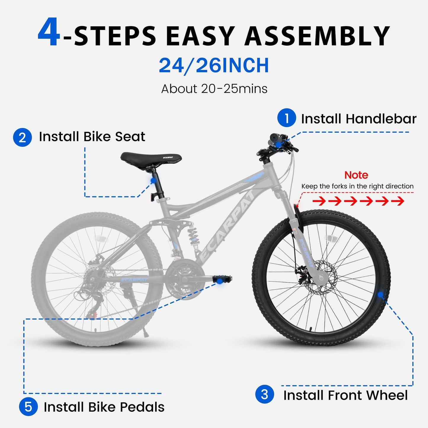 NEW A2660 26 Inch 21-Speed Disc Brakes Durable Frame Front Rear Dual-Shock Absorption Mountain Bike Bicycle