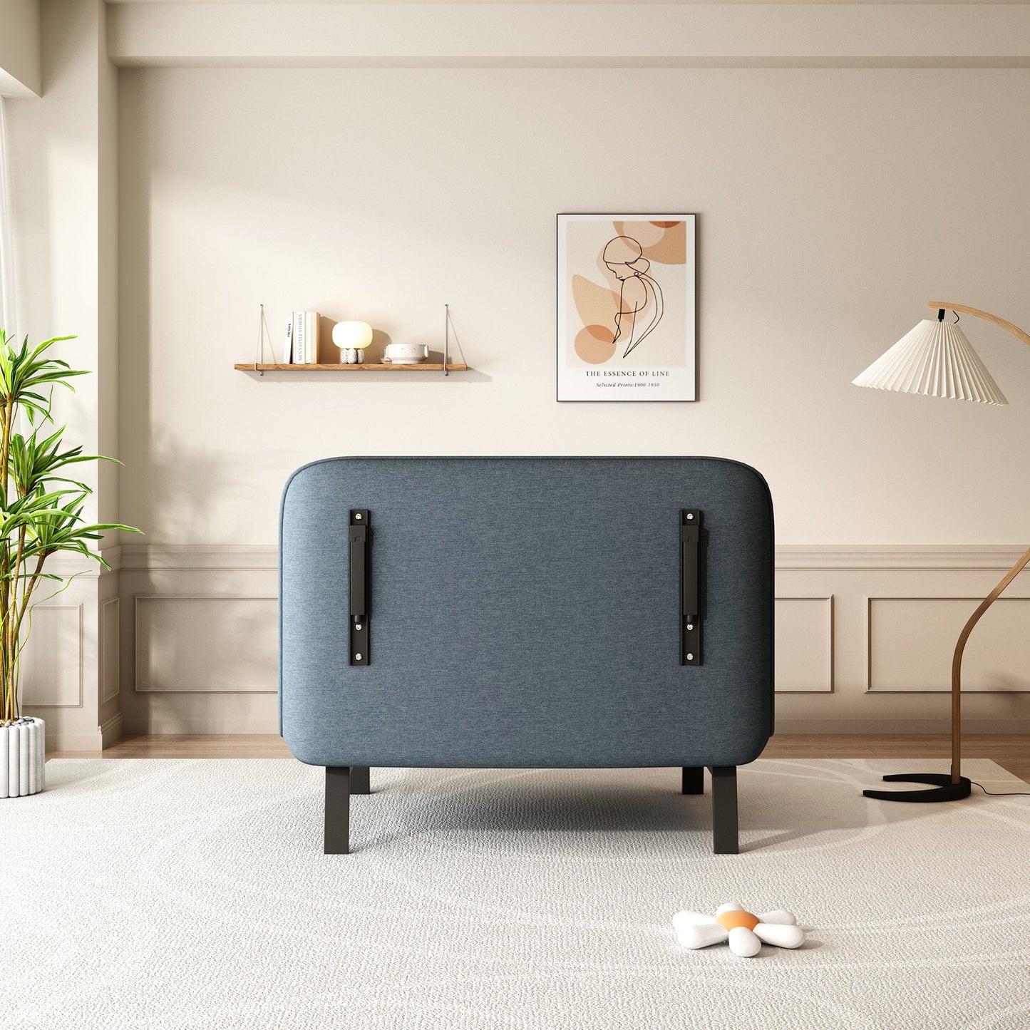 NEW 39″ Convertible Tri-Fold Sturdy Iron Frame Comfortable Sleeper Chair Sofa Bed with Adjustable Backrest & Pillow