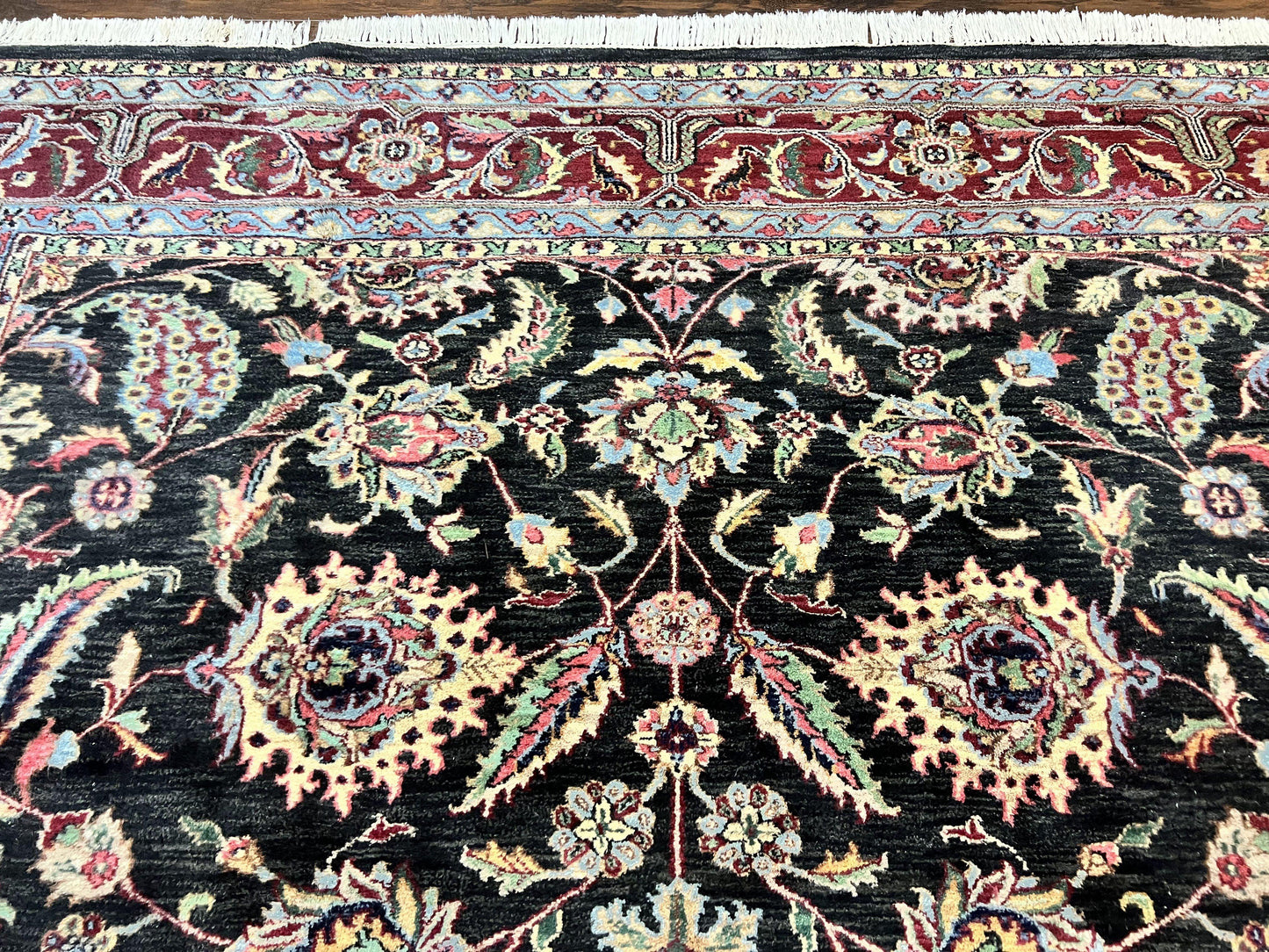 USED Indo Persian Rug 8x10, Nourison Carpet, Floral, Hand Knotted Vintage Wool Rug