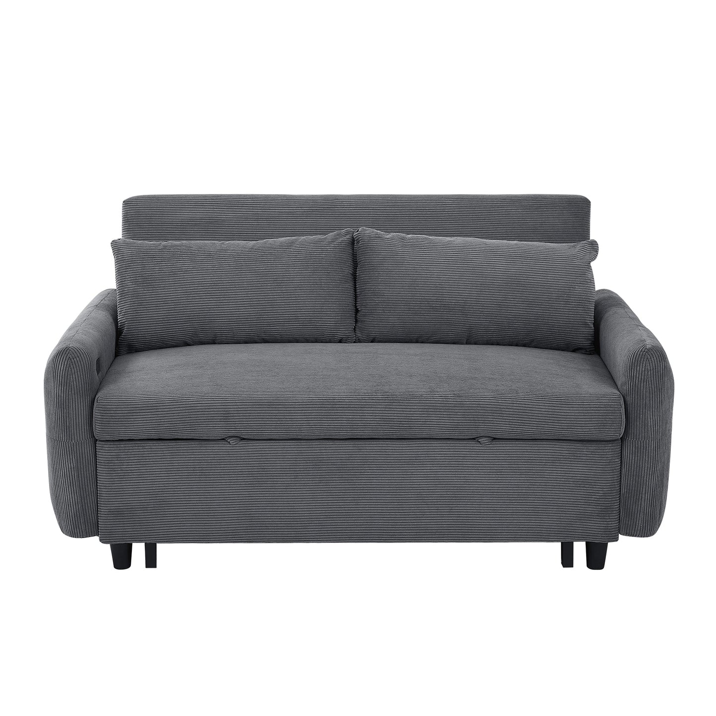 NEW 54.5’ Dark Grey Corduroy Modern Convertible Pull-out Sofa Bed